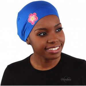 Skullies & Beanies Chemo Beanie Sleep Cap with Pink and Gold Flower - Royal Blue - C1182356Y4N $31.72