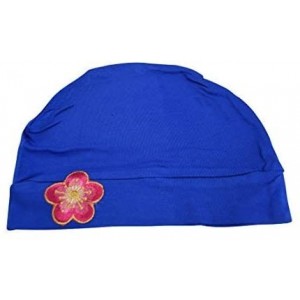 Skullies & Beanies Chemo Beanie Sleep Cap with Pink and Gold Flower - Royal Blue - C1182356Y4N $31.72