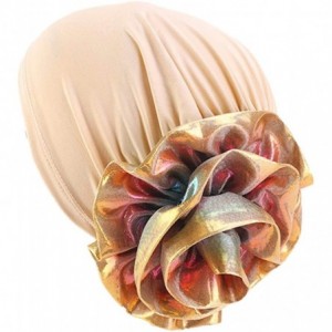 Sun Hats Shiny Turban Hat Headwraps Twist Pleated Hair Wrap Stretch Turban - Khaki - C418Y50MI0C $20.38