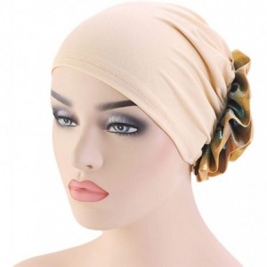 Sun Hats Shiny Turban Hat Headwraps Twist Pleated Hair Wrap Stretch Turban - Khaki - C418Y50MI0C $20.88