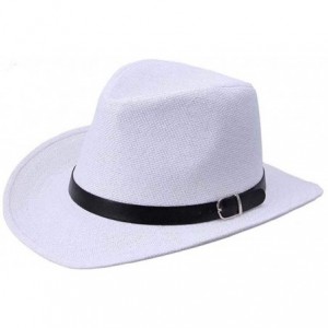 Cowboy Hats coromoseMen's Summer Straw Hat Cowboy Hat - White - C7122L2OHR3 $18.16