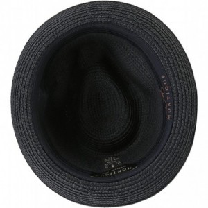 Fedoras Braided Toyo Short Snap Brim Teardrop Dent Pinch Hat H56 - Navy - C118EDD45DN $91.83