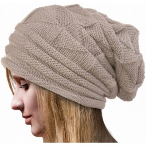 Skullies & Beanies Women Thick Slouchy Knit Beanie Cap Hat (Beige) - CN129HIS6CL $16.25