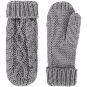 Skullies & Beanies 3 in 1 Women Soft Warm Thick Cable Knitted Hat Scarf & Gloves Winter Set - Grey Gloves W/ Lined - CX12MDU5...