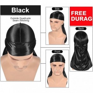 Skullies & Beanies 3PCS Silky Stocking Wave Caps- Compression Cap for Men Doo Rag- Award 1 Durag - 1set G-black(3+1) - CB18W3...