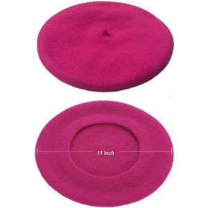 Berets Wool Beret Hat-Solid Color French Style Winter Warm Cap for Women Girls Lady - Rhodo Red - CQ18DKQT9R8 $20.10