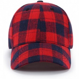 Baseball Caps Baseball Hat for Men and Women- Baseball Plaid Cap Snapback Hat Hip-Hop Adjustable Hat - Red - C41802AAYCR $19.74