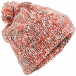 Skullies & Beanies Womens/Ladies Orange Knitted Pom Pom Winter Hat - Orange - C7129KNBADJ $18.20