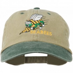 Baseball Caps Navy Seabees Symbol Embroidered Dyed Two Tone Cap - Khaki Green - CK11QLM9B6H $45.34