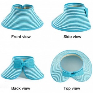 Visors Foldable Sun Visors for Women - Beach Hat Wide Brim Sun Hat Roll-Up Straw Hat - CB18UL7QG6Q $28.11