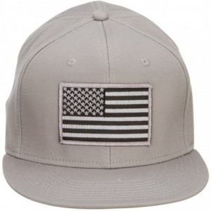 Baseball Caps Grey American Flag Patched Flat Snapback Cap - Grey - CC126E9DMWF $34.91