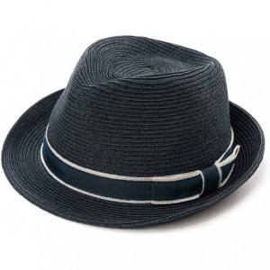 Fedoras Fedora Straw Fashion Sun Hat Packable Summer Panama Beach Hat Men Women 56-62CM - 89600_navy - CC17Z6IQRNS $44.62