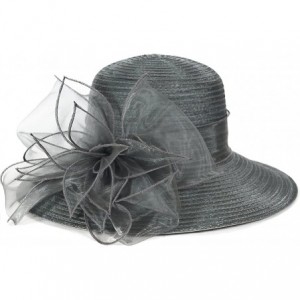 Bucket Hats Women Kentucky Derby Church Dress Cloche Hat Fascinator Floral Tea Party Wedding Bucket Hat S052 - Grey - CX18C7L...