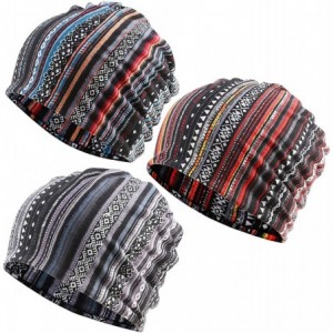 Skullies & Beanies Women's Baggy Slouchy Beanie Chemo Cap for Cancer Patients - 3 Pack Blue & Black & Gray - CF196IOKHZR $38.56