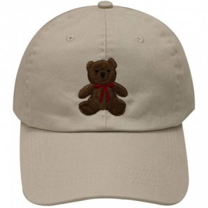 Baseball Caps Teddy Bear Cotton Baseball Cap - Putty - CB12LC6Z1MJ $25.61