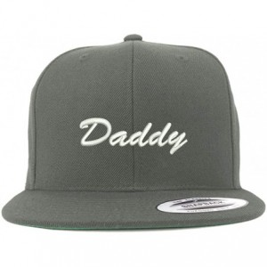 Baseball Caps Flexfit Daddy Script Font Embroidered Structured Flatbill Snapback Cap - Charcoal - CN18LCIHAQY $42.31