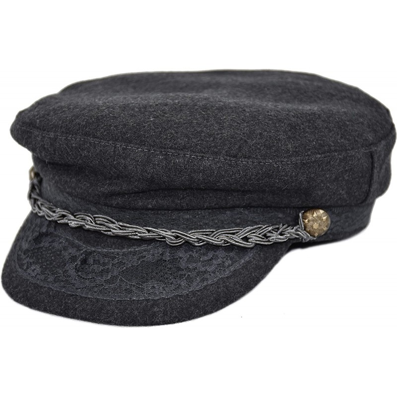 Newsboy Caps Men's Wool Greek Fisherman Hat Newsboy Fiddler Sailor Cap - Charcoal - CM189YK7WY8 $30.24