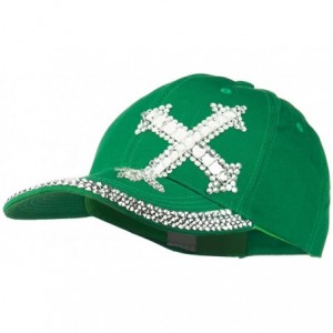 Baseball Caps Rhinestone Cross Jeweled Cap - Green - CU11VLHLKIT $54.91