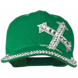 Baseball Caps Rhinestone Cross Jeweled Cap - Green - CU11VLHLKIT $47.89