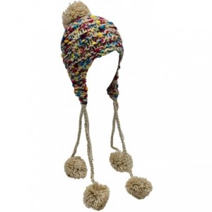 Bomber Hats Thick Chunky Trapper Hat with Long Pom Poms - Beige - CJ11OD0BD8D $49.17