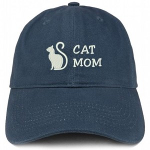 Baseball Caps Cat Mom Text Embroidered Unstructured Cotton Dad Hat - Navy - CW18S732KEL $33.12