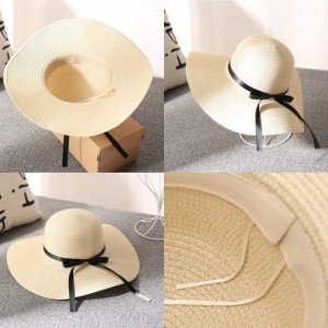 Sun Hats Womens Big Bowknot Straw Hat Foldable Roll up Sun Hat Beach Cap UPF 50+ Protection Sun Hats 041 - Khaki-f - CF18WH49...