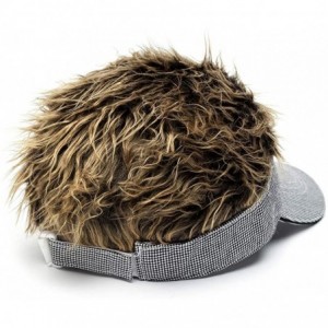 Visors Flair Hair Visor Sun Cap Wig Peaked Adjustable Baseball Hat with Spiked Hairs - Grid Brown-upgraded - CQ18I3T3MYC $30.76