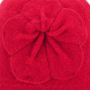 Bucket Hats Womens Gatsby 1920s Winter Wool Cap Beret Beanie Bucket Floral Hat A289 - Red - CU12642TI25 $25.58
