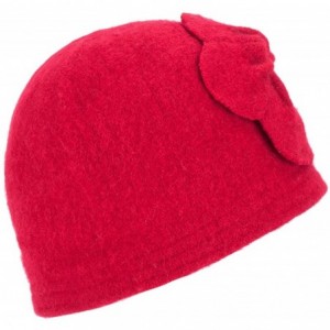 Bucket Hats Womens Gatsby 1920s Winter Wool Cap Beret Beanie Bucket Floral Hat A289 - Red - CU12642TI25 $25.58
