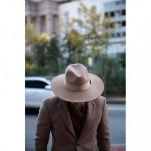 Fedoras Mens Premium Ovis Woolen Classic Gentle Detachable Ribbon Limp Fedora Hat - Beige - CT18LLC4XHY $74.75