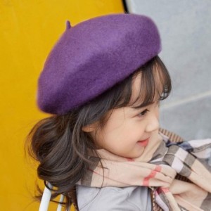Berets Classic Wool Beret Soild Color Artist Hat for Infants and Toddlers - Violet - CV185XNWUNT $28.44