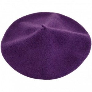Berets Classic Wool Beret Soild Color Artist Hat for Infants and Toddlers - Violet - CV185XNWUNT $28.44