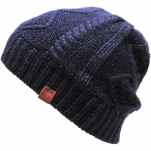 Skullies & Beanies Men Women Knit Winter Warmers Hat Daily Slouchy Hats Beanie Skull Cap - 7.2) Heavy High End Navy - CE186UD...