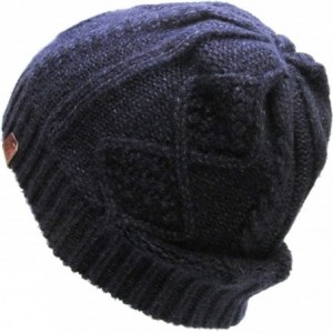 Skullies & Beanies Men Women Knit Winter Warmers Hat Daily Slouchy Hats Beanie Skull Cap - 7.2) Heavy High End Navy - CE186UD...