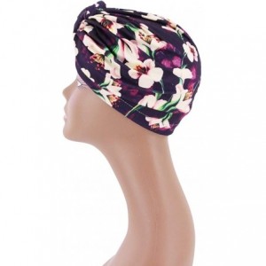 Skullies & Beanies Women Pleated Twist Turban African Printing India Chemo Cap Hairwrap Headwear - Geometric Purple - CF18ZD7...