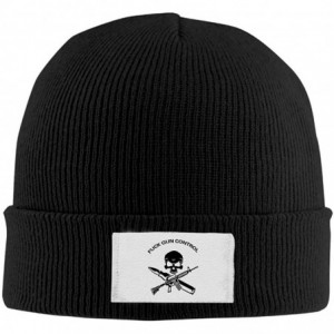 Skullies & Beanies Fuck Gun Control AR15 and AK47 Winter Warm Knit Hats Skull Caps Thick Cuff Beanie Hat Unisex Black - CT189...