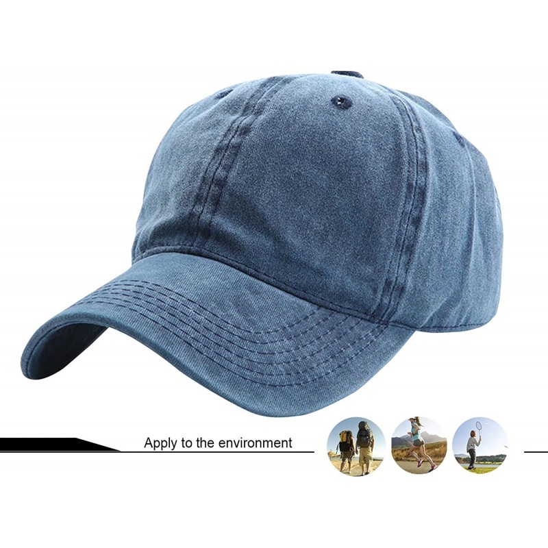 Unisex Cotton Vintage Distressed Washed Adjustable Baseball Cap - Blue ...