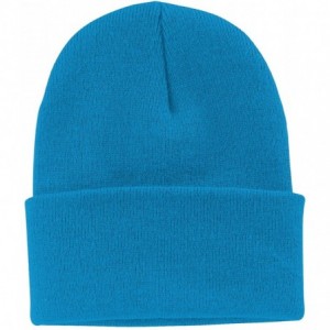 Skullies & Beanies Port & Company Men's Knit Cap - Neon Blue - CR11QDRZQ1J $18.70