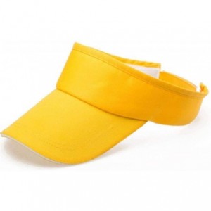 Sun Hats Men Women Visor Sun Hat Cap Solid Summer Outdoor Adjustable (Yellow) - CE183QTINNM $18.22