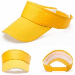 Sun Hats Men Women Visor Sun Hat Cap Solid Summer Outdoor Adjustable (Yellow) - CE183QTINNM $17.80