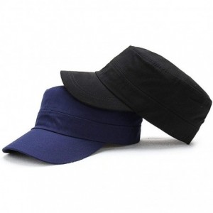 Baseball Caps Unisex Military Hat Men Women 100% Cotton Twill Flat Top Baseball Cap Adjustable Cadet Cap - E-brown - C012O88U...