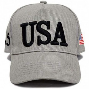 Baseball Caps USA 45 Trump Make America Great Again Embroidered Hat with Flag - Gray - CJ18OLL43YD $19.11