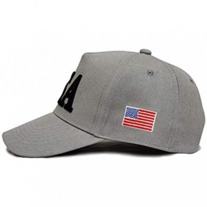 Baseball Caps USA 45 Trump Make America Great Again Embroidered Hat with Flag - Gray - CJ18OLL43YD $19.11