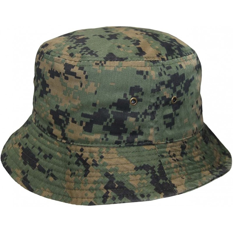 Bucket Hats Short Brim Visor Cotton Bucket Sun Hat - Woodland Digital - CV11Y2Q5HAR $21.81