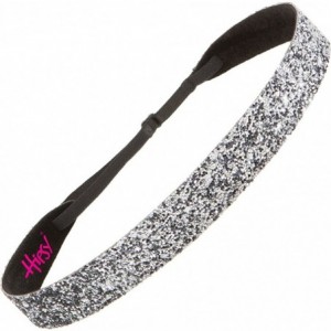 Headbands Women's Adjustable NO Slip Wide Bling Glitter Headband - Gunmetal - CM11VDDIFLL $18.16