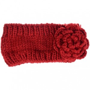 Cold Weather Headbands Womens Winter Chic Turban Bowknot/Floral Crochet Knit Headband Ear Warmer - Knit Floral Red - CX18AM42...