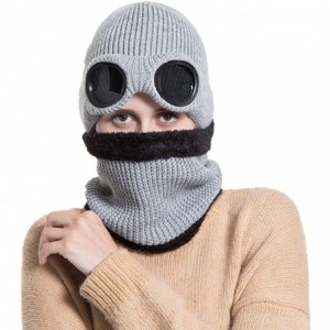 Skullies & Beanies Winter Hat with Windproof Glasses Beanie Hat Warmer Loop Scarves Snood Set for Men & Women - Grey - CN18Y9...