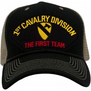 Baseball Caps 1st Cavalry Division Hat - The First Team/Ballcap Adjustable One Size Fits Most - Mesh-back Black & Tan - CQ18Q...