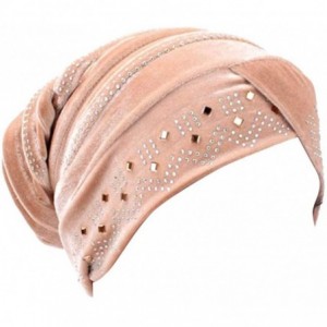 Headbands Women Underscarf Cap Hijab Bonnet Muslim Full Cover Hijab with Diamond - Apricot - CL18G4XLWLS $20.42