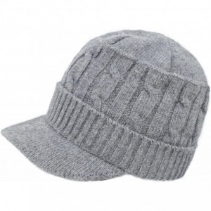 Newsboy Caps Women's Soft & Warm Velour Lined Cable Knit Visor Cap Hat - Light Gray - CS186OOQA3G $53.64